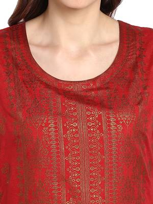 Red printed polyester kurtis 5