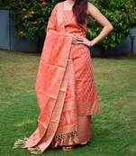 Dark Peach Brocade Banarasi Brocade Salwar