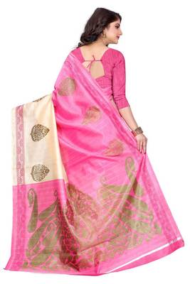 Multicolor printed bhagalpuri cotton saree with blouse Pack Of- 3  5