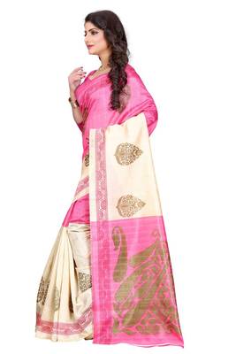 Multicolor printed bhagalpuri cotton saree with blouse Pack Of- 3  6