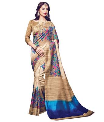 Multicolor printed bhagalpuri cotton saree with blouse Pack Of- 3  7