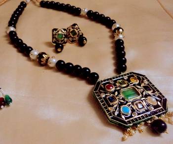 Navratna Jaipuri Black Necklace Set 2