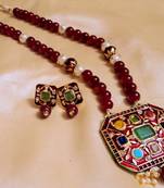 Navratna Ruby Jaipuri Necklace Set