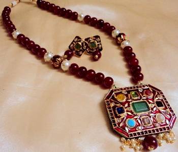Navratna Ruby Jaipuri Necklace Set 2