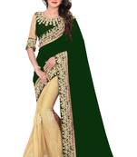 Green embroidered georgette saree with blouse