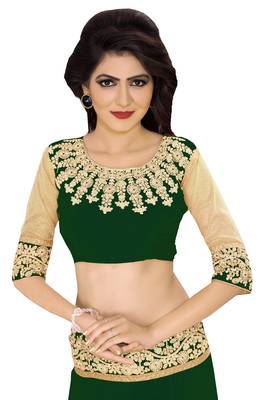 Green embroidered georgette saree with blouse 3
