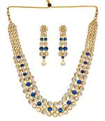 Festive Special Blue Color Kundan Necklace With Earring