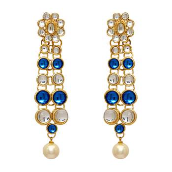 Festive Special Blue Color Kundan Necklace With Earring 2