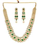 Partywear Special Green Color Kundan Necklace With Earring