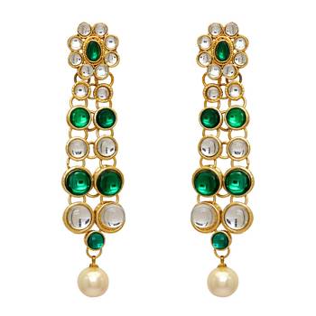 Partywear Special Green Color Kundan Necklace With Earring 2
