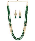 Partywear Collection Green Color Kundan Necklace With Earrings