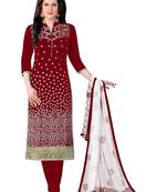 Maroon embroidered cotton salwar