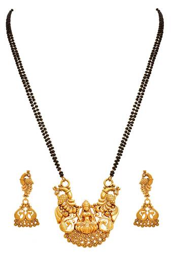 Gold Copper Gold Plated Temple Design Mangalsutra Set