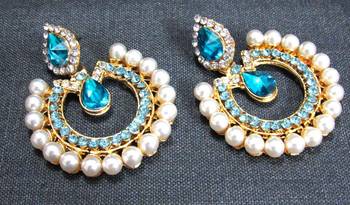 Sky blue stone tilak polki necklace set 3