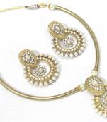 Golden kada polki pendant necklace set