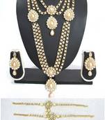 White pearl stone kundan bridal necklace set