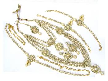White pearl stone kundan bridal necklace set 4