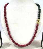 Maroon green beads necklace