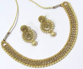 Double stone drop polki necklace set 1