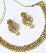 Double stone drop polki necklace set