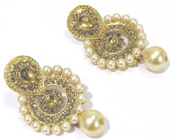 Double stone drop polki necklace set 4