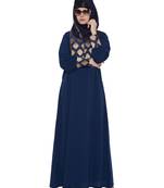 Navy Blue Kashiboo Brocade Printed Islamic Abaya