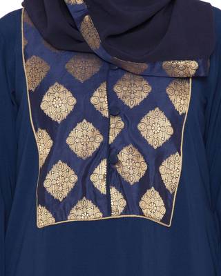 Navy Blue Kashiboo Brocade Printed Islamic Abaya 5
