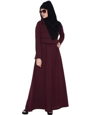 Maroon Kashiboo Plain Islamic Abaya 1