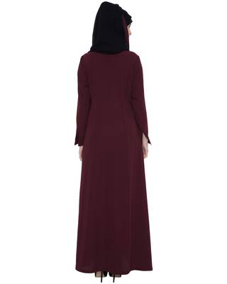 Maroon Kashiboo Plain Islamic Abaya 4
