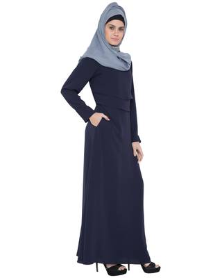 Dark Blue Kashiboo Plain Islamic Abaya 3