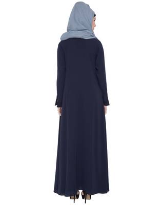 Dark Blue Kashiboo Plain Islamic Abaya 4