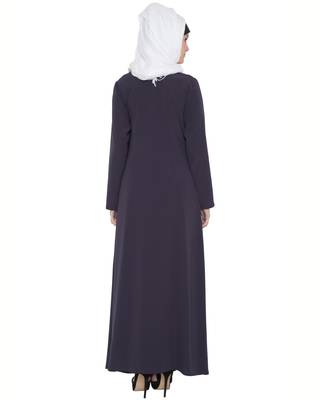 Dark Grey Kashiboo Plain Islamic Abaya 4