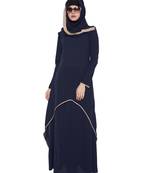 Navy Blue Beige Kashiboo Plain Islamic Abaya
