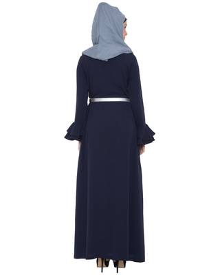 Dark Blue Kashiboo Plain Islamic Abaya 4