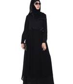 Black Rich kashibo Georgette Lace Lace Islamic Abaya