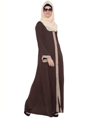Brown Beige kashibo Plain Islamic Abaya 1
