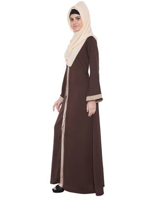 Brown Beige kashibo Plain Islamic Abaya 2
