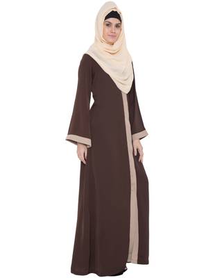 Brown Beige kashibo Plain Islamic Abaya 3