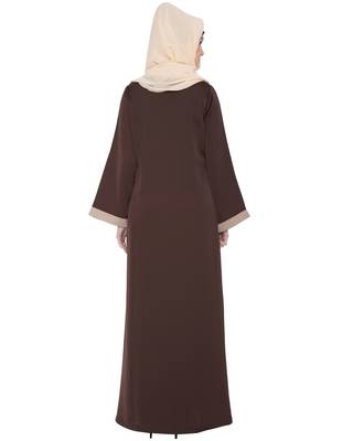 Brown Beige kashibo Plain Islamic Abaya 4
