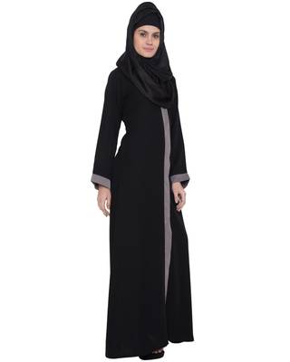 Black Grey kashibo Plain Islamic Abaya 3