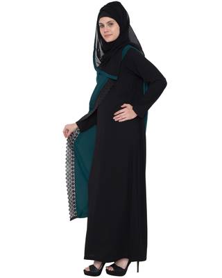 Black Rama Green Kashiboo Lace Lace Islamic Abaya 2