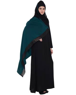 Black Rama Green Kashiboo Lace Lace Islamic Abaya 3