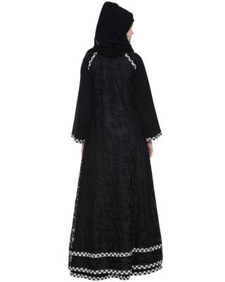 Black Premium Nida Lace Lace Islamic Abaya 4