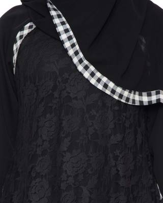 Black Premium Nida Lace Lace Islamic Abaya 5