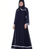 Blue Premium Nida Lace Lace Islamic Abaya
