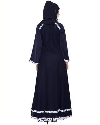 Blue Premium Nida Lace Lace Islamic Abaya 4