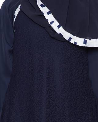 Blue Premium Nida Lace Lace Islamic Abaya 5