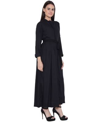 Black Rayon Plain Islamic Abaya 3