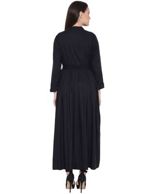 Black Rayon Plain Islamic Abaya 4