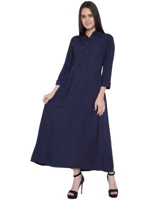 Blue Rayon Plain Islamic Abaya 1